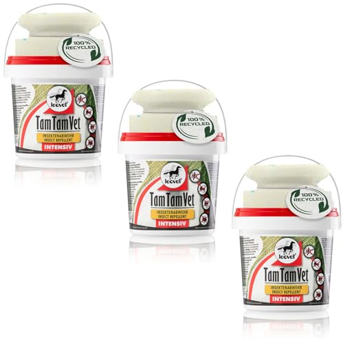 RL24 leovet - Tam Tam Vet Intensiv Gel | Insektenschutz für Pferde | Insektenabwehr mit 4-Fach verstärkter Wirkdauer | Schutz vor Mücken, Bremsen & Zecken | 3 x 500 ml Eimer mit Schwamm (3er Set)