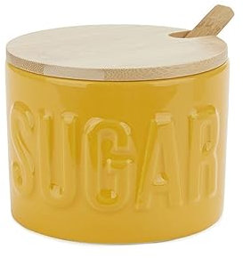 Balvi Sucrière Sugar Couleur Jaune Sucrière élégante Céramique/Bambou 7,4x9,5x9,5 cm