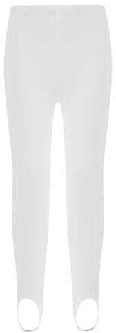 Aiihoo Kinder Mädchen Strumpfhose Sport Leggings mit Steg Ballettleggings Lange Tanzhose Tanzkleidung Yoga Sport Gymnastik Weiß 134-140