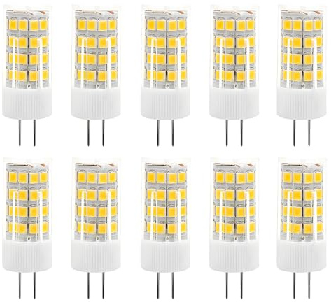 HUAMu G4 LED-lampor, 5 W, AC/DC 12 V, 500 lumen, varmvit 3 000 K, strålvinkel 360°, motsvarande G4 Halogen 50 W, inte dimbar, set med 10 st