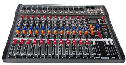 Kaichenyt Mesa de mezclas DJ de 12 canales, mezclador de DJ con LCD, Bluetooth, multiefectos, mezclador de audio, mesa de mezclas para música, bares comestibles, estudios de grabación, etc