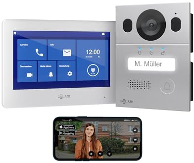 GOLIATH Basic Video Türsprechanlage, 2 Draht Bus, 7 Zoll Monitor, Aufputz Türklingel mit Kamera, Gegensprechanlage mit Türöffner und Klingel, 1 Familienhaus, Plug & Play, Smartphone App, AV-BLS-01A