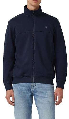 s.Oliver Herren Sweatjacke mit Stehkragen – Rippbündchen, Eingrifftaschen, Logo-Detail