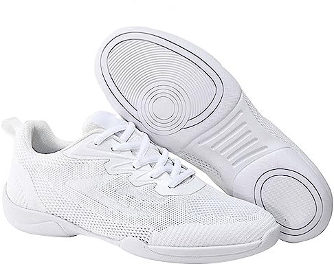 Generisch Wettkampf-Cheerleading-Schuhe für Kinder und Erwachsene, Trainingsschuhe, atmungsaktive Mesh-Oberfläche, bequeme weiche Sohlen Winterschuhe Drehverschluss (White, 27)