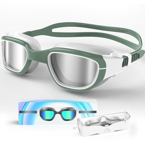 Zeligerstar Lunettes de natation polarisées pour adultes, anti-buée, anti-fuite, protection UV, lunettes de natation en eau libre pour homme, femme, junior avec étui à lunettes