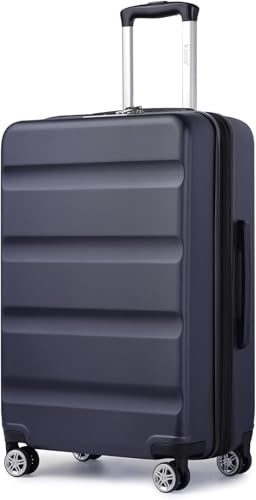 Kono Lightweight 24 Hard Shell Medium Suitcase | Expandable Travel Luggage with TSA Lock & 4 Dual Spinner Wheels | Ideal for Business, Travel, School & Storage (Navy,65x43.5x25cm)