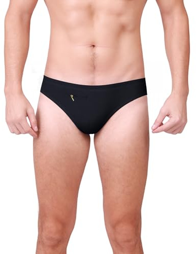 Trendy Boy Men's Swimming Briefs Sports Swimsuit Quick Drying Swimming Briefs Classic Swim Brief (L, LA661-Black)