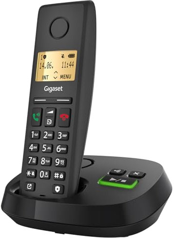 Gigaset Pure 220A - Schnurloses DECT-Telefon mit Anrufbeantworter - mit Call-Block-Taste und Freisprechfunktion - 80 Kontakten, anthrazit schwarz [Kompatibel in DE, IT, FR, NL, BE, Che, AUT]