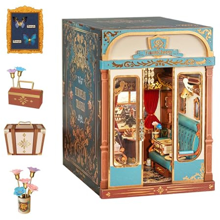 Tonecheer Kit Book Nook Scène Animée Cabine de Train Infini Puzzle 3D DIY Miniature Maisonnette en Bois pour Adultes avec Couvercle Anti-poussière（Voyage Europe）