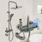 Umisu Colonne de Douche LED avec Écran Numérique et Affichage de l’Heure, Système de Douche à Robinetterie Réglable en Hauteur, 4 Fonctions avec Douchette Hygiénique et Boutons Piano