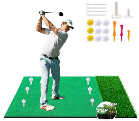 150 × 120 cm golf, fällmatta, premium vikbar golfträningsmatta med 9 bollar och 9 teer, tjock konstgräsmatta för inomhus och utomhus, svängträning