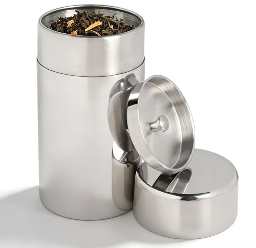 lalago 1 st teburk i rostfritt stål 560 ml, vattentät behållare för silverbönor, multifunktionella köksburkar med dubbelt lock för te, kaffe, kakao, socker och kryddor