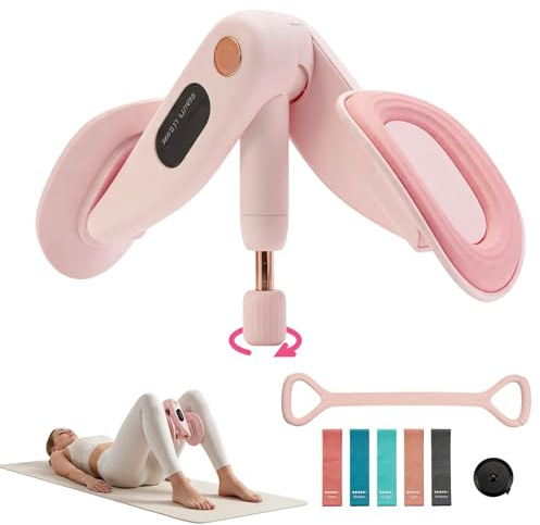 Mesiiloly Entrenador de muslos, dispositivos de ejercicio de suelo pélvico, entrenador de suelo pélvico ajustable de 360° para mujeres, entrenador de muslos y pélvicos con juego de bandas resistentes