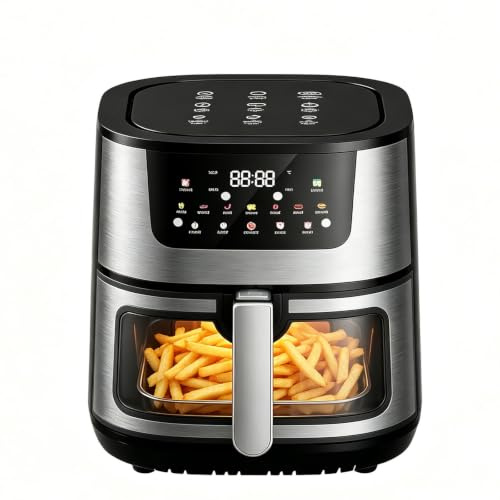 Varmluftsfritös 15 L Stor, Kombinerad Varmluftsugn Och Brödrost, Fönster, Justerbar Tid Och Temperatur, För Fryst Mat Och Uppvärmning Digital