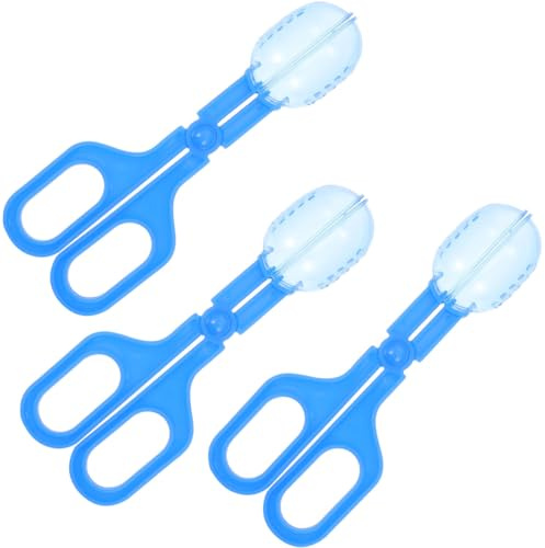 ULTECHNOVO Clip para Limpiar Desechos de Reptiles, Abrazadera para Desechos de Mascotas, Plástico Azul, 3 Pcs, Ligero, para Excrementos de Mascotas, Suministros para Reptiles y Anfibios