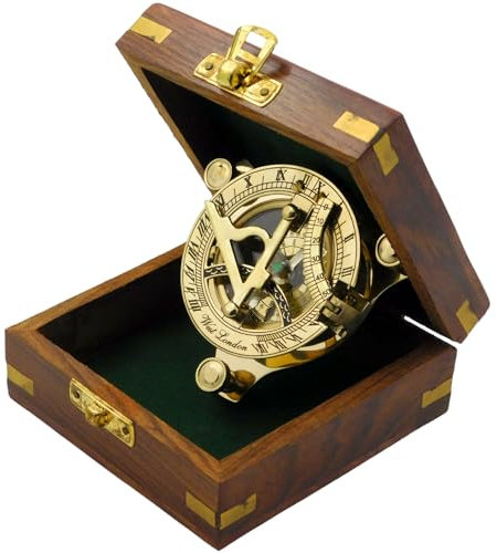 Bussola con meridiana in ottone da 7,6 cm, bussola nautical d'antiquariato