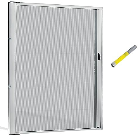 Zanzariera Porta Finestra A Rullo Scorrevole con Sistema di Riduzione in Alluminio - 150x250 con Frizione- Fai Da Te - (Bianco, 150x250)