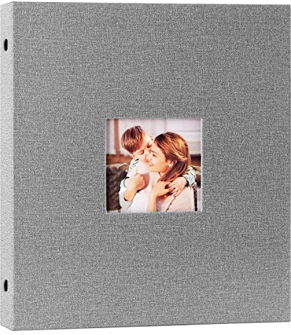 Lanpn Photo Album 8.5x11 8.5 x 11 8x11 50, Linen Hard Cover Acid Free Slip Slide in Photo Albums Sleeves Holds 50 Top Load Vertical Only 8.5x11 8.5 x 11 8x11 Pictures (Grey)