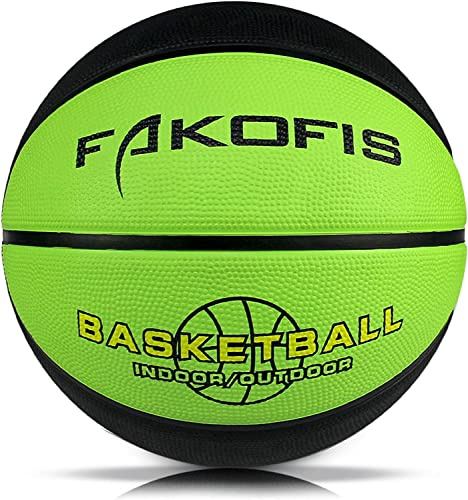 FAKOFIS Children's Basketball Size 3, Youth Basketballs Size 5, Size 7, Outdoor Indoor Street Basketball, Arena Training Adult Beginners Basketballs (Green, 3)
