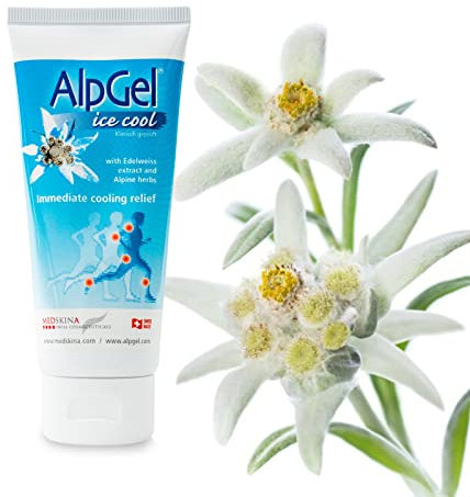 Medskina AlpGel IceCool Hautgel 100ml | Schmerzgel Extra Stark zur sofortigen Kühlung bei Gelenkbeschwerden | Sportsalbe Muskel Linderung von Entzündungen | Schmerzsalbe gegen müde Beine & Muskelkater