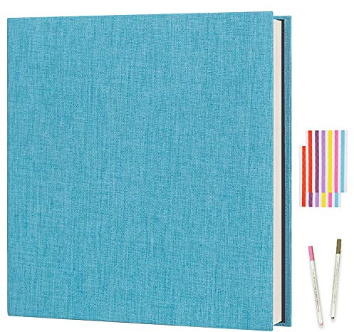Boic Selbstklebende 10x15 Fotoalbum Einkleben und zum Selbstgestalten, Leinen Photoalbum mit 40 Weißen Seiten, Hochzeit Jahrestag Geburtstag Geschenke, Himmelblau (27x28cm)