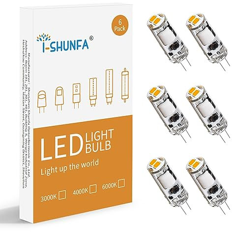 I-SHUNFA G4 LED Lampen, 0.6W G4 LED Birnen,12V,70LM G4 LED Leuchmittel,Warmweiß 3000K Ersatz 6-10W Halogenlampen,G4 Led Stiftsockellampe Nicht Dimmbar,LED Mini Glühlampe,6er Pack