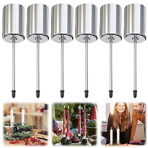 Lot de 6 bougeoirs en métal pour couronne de l'Avent - Bougeoir rétro avec mandrin court - Bougeoir pour bougies à tige pour l'Avent et composition de Noël