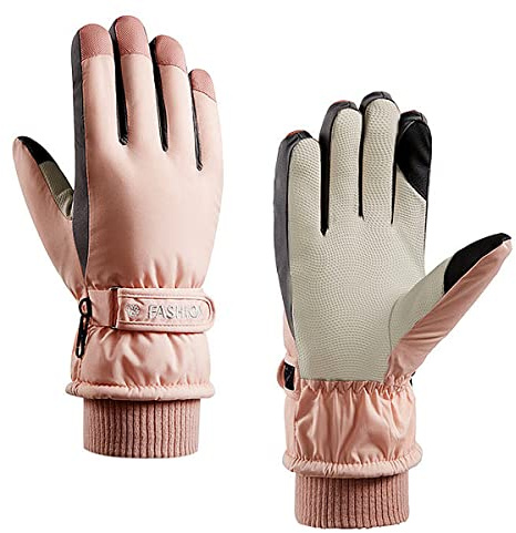 A-QMZL Guanti da Sci Donna Invernali Guanti Termici Impermeabili da Donna Guanti Antiscivolo Antivento Touchscreen Caldi Ispessiti per Sci Corsa Ciclismo Escursionismo Sport Sulla Neve (rosa)