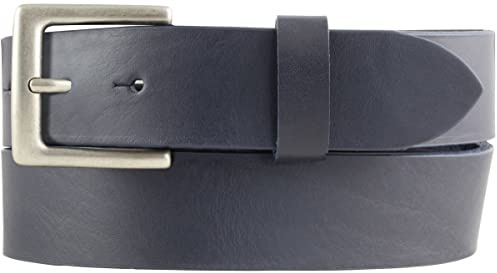 BELTINGER Gürtel aus Vollrindleder mit altsilberner Gürtelschließe 3,5 cm | Jeans-Gürtel für Damen Herren 35mm | Chino-Gürtel oder Trachten-Gürtel | Marine 95cm