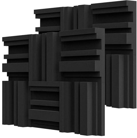 TroyStudio Foam Diffuser, 12 X 12 X 3 Inches 12 Pcs Broadband Sound Absorbing Foam, Dense Soundproof Padding Tile, Recording Studio Foam Absorber, Groove Decorative 3D Wall Ceiling Panel