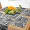 ABAKUHAUS Zebra Druck Tischläufer & 4 Stück Tischsets, Gestreifte Zebra-Tierdruck-Natur-Wildtier-inspirierte vereinfachte Illustration, Set für die Tischdekoration, 180 cm x 40 cm, Schwarz-Weiss