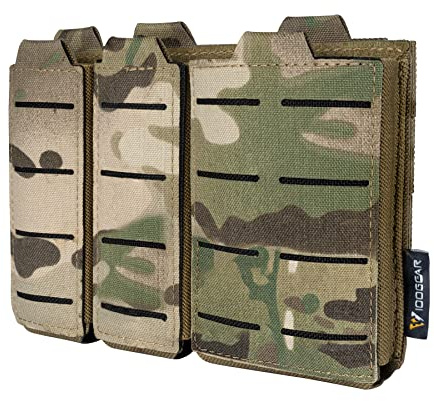 IDOGEAR Taktisk 5,56 mm magasinväska för gevär och dubbel 9 mm pistolmagasinväska Öppen topp med snabbkoppling MOLLE-kompatibel (Multi-camo)