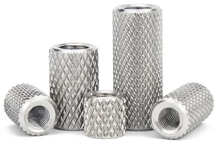 2/5 pz Rotondo Zigrinato Accoppiamento Dado M3 M4 M5 M6 M8 M10-M16 in Acciaio Inox Lungo Estensione Pollice Stringere Dadi(D10xM5x10 (5pcs))