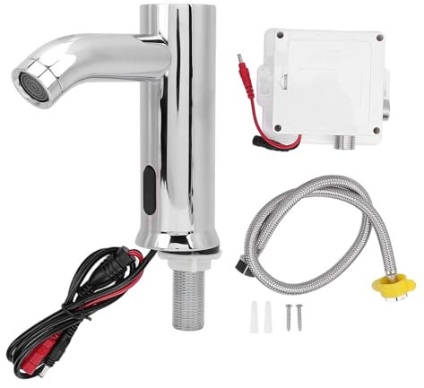 Robinet de Lavabo de Salle de Bain sans, Capteur de Mouvement Automatique, Infrarouge électronique, Plage de Détection de 10 à 15 Cm, alimenté par Batterie, Robinet de Lavabo