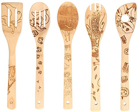 Cucharas de madera Cuchara ranuradora de graffiti personalizada, resistente a los arañazos, pala de cocina a alta temperatura, agitación de madera, utensilios de cocina perforados