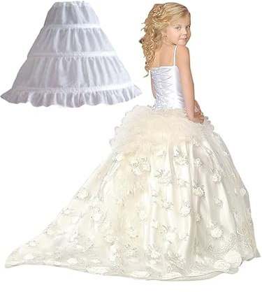 LSFYSZD Girls' 3 Hoops Petticoat Full Slip Crinoline Skirt Ball Gown Petticoat Skirt Toddler Underskirt Slip for Kids Girls (White, 2_years-13_years)
