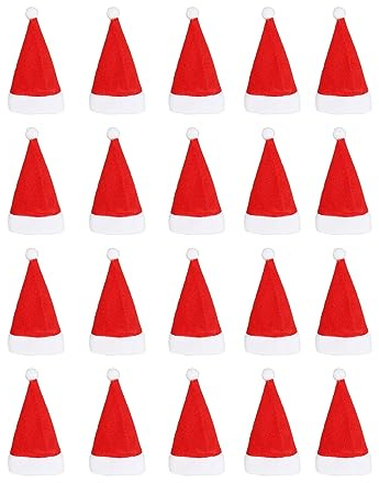Kuuleyn 20Pcs Mini Santa Hats for Crafts,Knit Christmas Hats,Christmas Miniature Ornaments Tiny Wine Bottle Holders for DIY Holiday Knife Fork Tableware