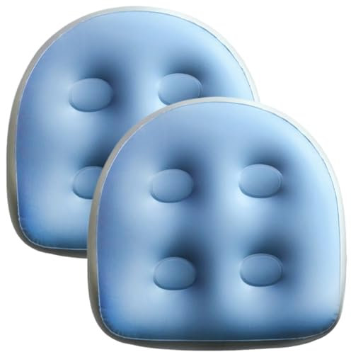2Pcs Inflatable Booster Seat 18.5x14.6x5.9'' Spa & Back Support Inflatable Hot Tub Seat with Suction Cup Hot Tub Seat PVC Hot Tub Booster Seat for Adults, Blue