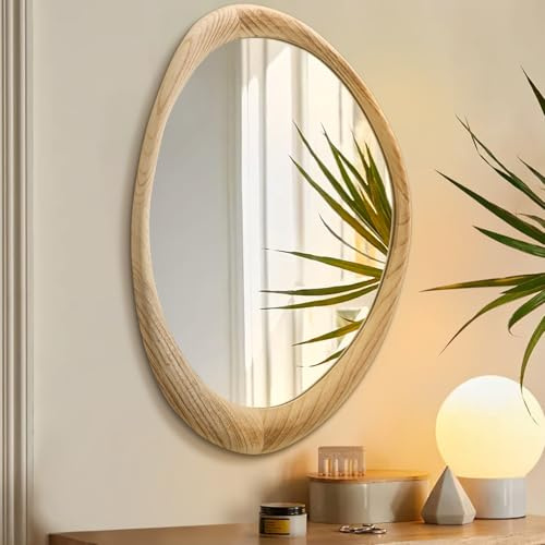 AAZZKANG asymmetrisk väggspegel 60 L x 40 W cm rustik oregelbunden sminkspegel rustik dekorativ stor spegel för badrum sovrum vardagsrum hall