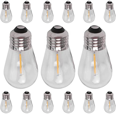Asuinxurr 15-pack 3 V LED S14 ersättningslampor okrossbara utomhus solsträngslampor varm vit