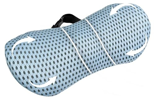 Ravytha Coussin Lombaire Voiture en Mousse Mémoire, Coussins Lombaires Ergonomique, Coussin Dos Chaise Bureau, Oreiller Soutien Lombaire avec Sangle Réglable pour Maison, Conduite, Voyage, Lit(Bleu)
