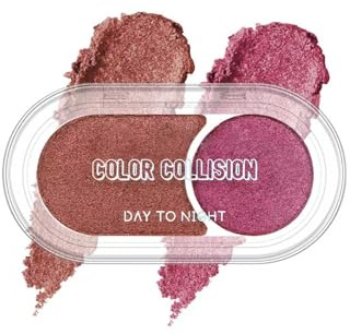 2 Couleurs Palette Fard a Paupiere, Rose Paillettes Fards à Paupières, Longue Tenue Highly Pigmented Ombre a Paupiere, Imperméable Résistant Transpiration, Cadeaux Maquillage pour Les Yeux Femme-04