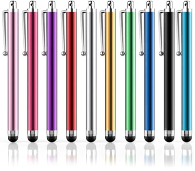 HUVZOR 10 Pièces Stylet Stylo, stylet tactile,stylet tablette,Stylet capacitifs Universels, Tactile Stylo Écran Capacitive, pour Tablettes et Téléphones Portables, 10 Couleurs