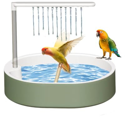 PORFOYO Doccia per Pappagalli: Bagno Doccia Automatica per Uccelli, Multifunzionale Fontana da Bagno Automatica con Testa Doccias E Pompa per Cocorite, Inseparabili, Parrocchetti (Verde)