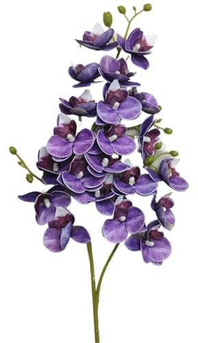 DUNSBY Konstgjord Orkidé Orkidé Blommor Fjäril Latex | 21 huvuden realistiskt som mini konstgjord phalaenopsis (lila)