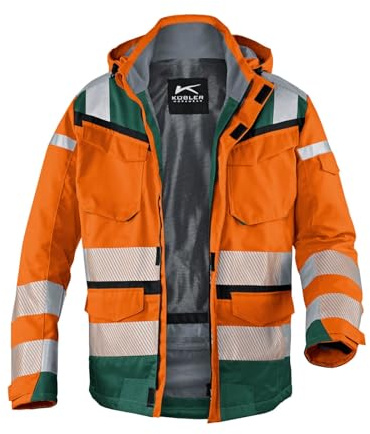 Kübler 13078332 – Resistente alle intemperie L 3765 Giacca reflectiq PSA 2, avvertimento Arancione/Verde muschio, taglia L