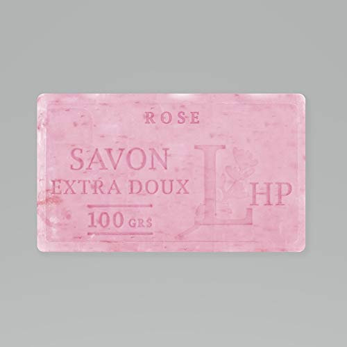 PRODUIT DE PROVENCE - LOT DE 14 SAVONS ROSE FLEURS - SAVON DE MARSEILLE EXTRA DOUX 100 G - DÉLICAT PARFUM NATUREL DE ROSE FLEURS - GARANTI SANS PARABEN
