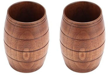 2 uds taza de cerveza de madera, jarra de cerveza en forma de barril de madera taza de madera pequeña taza de beber de madera Natural tazas de té de madera tazas de café de madera