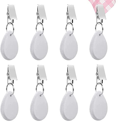 Wuzdy 8 Stück Tischdeckenbeschwerer Marmor, Tischdeckenbeschwerer Set, Tischdeckenbeschwerer Stein, Tischdecken Gewichte, Weiß Oval, Für Familie Party, Camping Picknick, Party, Garten Tischplatten