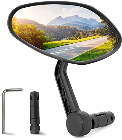 Arkham Bike Mirror for Handlebar HD Bar End Bicycle Mirror Thickened Auto-Grade Glass for Handlebar Rearview Mirror Multi-Angle Adjustable, E-Bike Universal(Oval Single)